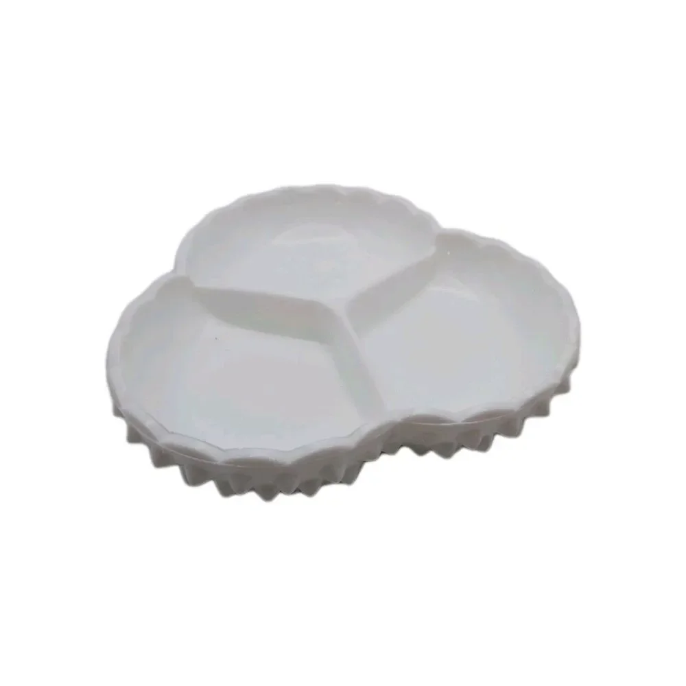 Fenton Vintage Hobnail Milk Glass 3-Section Relish Candy‎ Dish 7-inch
